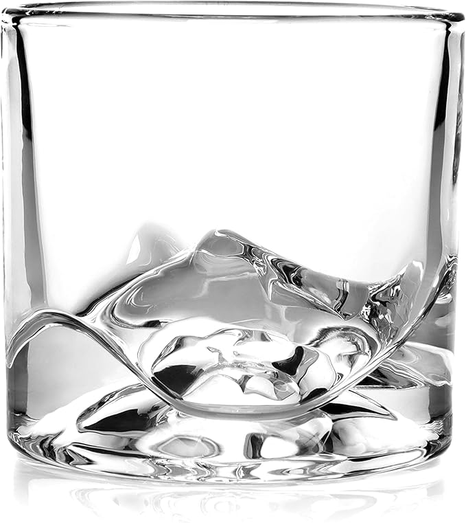 Denali Mountain Heavy Crystal Whiskey Glasses Gift Set of 2, Thick Freezable Bourbon Glass 1lb Each, Premium Whiskey Gifts for Men, Frozen Crystal Chills Cocktails, 10 oz-Ruum Studio Home
