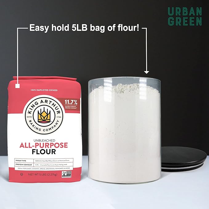 Urban Green Glass Jars with Black Lids, Glass Food Storage Canister with black lids, Pantry Flour Jars, Large Size Food Storage Containers set (2 Sets of 100oz)-Ruum Studio Home