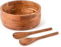 Luxe Designs 12" Wooden Salad Bowl Set with Serving Utensils Eco-Friendly, Multipurpose Mixing & Serving Bowl for Salads, Pasta, Fruits & More – Durable & Stylish Kitchen Essential-Ruum Studio Home