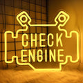 Check Engine Neon Signs for wall decor, Garage Neon Sign for Man Cave, Piston Engine Led Light Signs with Dimmer, Piston Decoration USB Powered with Switch-Ruum Studio Home
