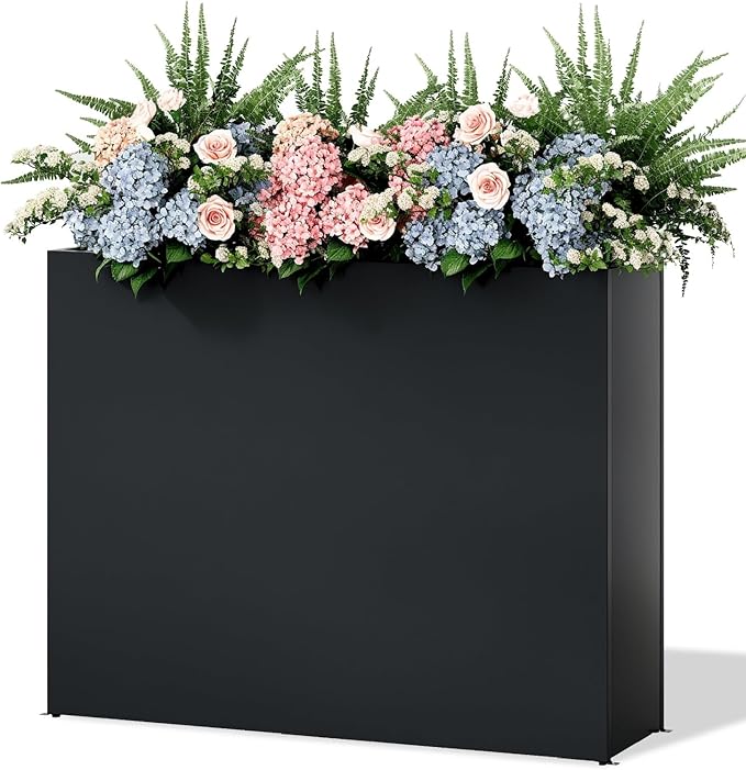 Planter Box Outdoor 38"W x 10.2"D x 30"H- Tall Rectangular Planters for Outdoor Patio/Porch, All-Weather with Anti-dumping Kit, Durable Galvanized Steel, Modern Design for Plants, Flower,Garden-Ruum Studio Home