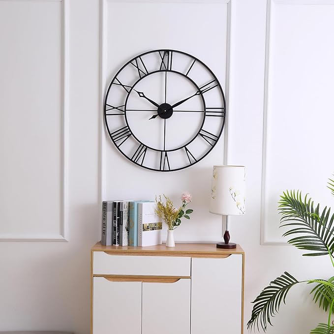 CLXEAST 30 Inch Large Wall Clock Modern, Oversized Roman Numeral Decorative Black Metal Wall Clock for Living Room Decor,House Warming Gifts New Home-Ruum Studio Home