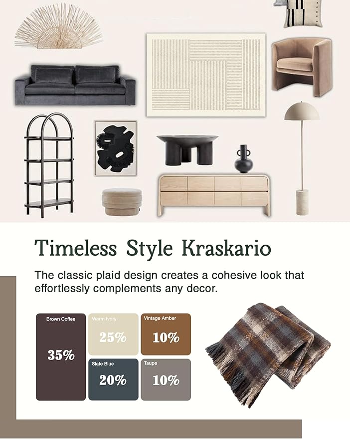 ZonLi Brown Throw Blanket, 50" x 60" Fall Decorative Classic Blankets with Tassel for Couch, Bed, Sofa, Chair, Outdoor, Cozy Warm Lightweight Blankets (Brown)-Ruum Studio Home