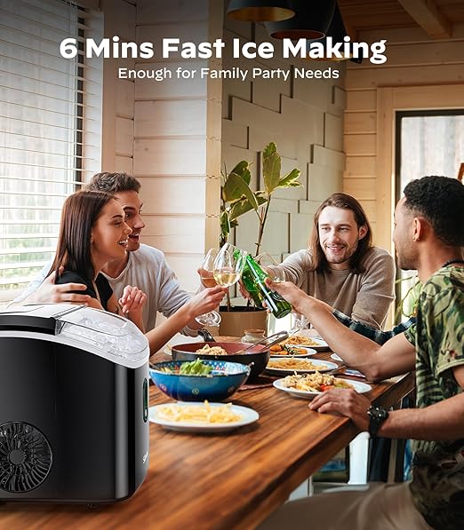 Silonn Nugget Ice Maker Countertop, Portable Pellet Ice Machine with Self-Cleaning Function, Sonic Ice Maker Produces 33lbs of Chewable Ice in 24 Hours, Ideal for Home Kitchen and Office, Black-Ruum Studio Home