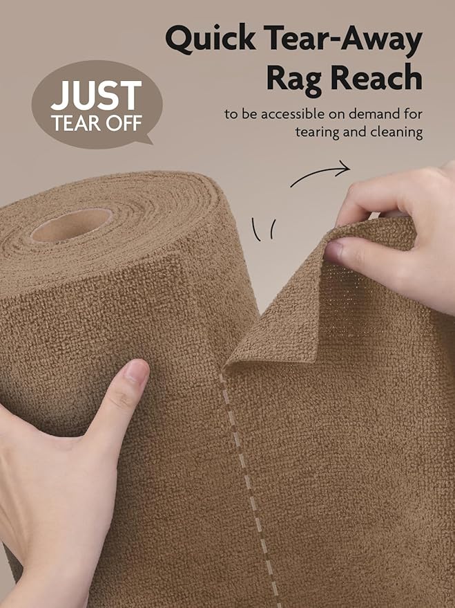 Fantasticlean Microfiber Cleaning Cloth Roll -75 Pack, Tear Away Microfiber Towels, 12" x 12", Reusable, Washable, Scratch Free, Ultra Absorbent Dish Rags for Car, Home, Garage or Shop (TAN)-Ruum Studio Home