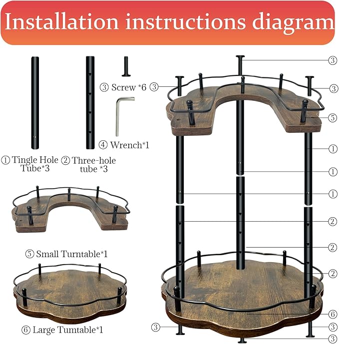 2 Tier Lazy Susan Organizer,2-Tier Spinning Spice Rack with Stable Carousel Base & 4 Height Settings for Cupboard Kitchen Countertop Dining Table Cupboard (Petal Shape)-Ruum Studio Home