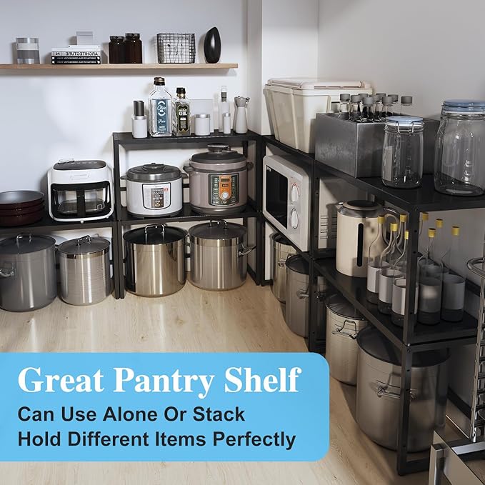 Expandable Metal Storage Shelves,110LBS Heavy Duty Shelving Units and Storage For Small Appliance, Adjustable Metal Storage Shelf Rack For kitchen Cabinet Closet Pantry Warehouse Garage,Patent Pending-Ruum Studio Home