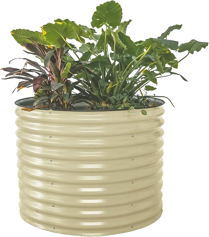 Vego garden 32" Tall 42" Round Raised Garden Bed Raised Bed Planter Box for Vegetables Flowers Patio-Pearl White-Ruum Studio Home
