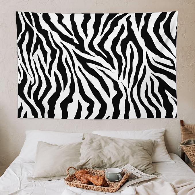 HZOHNAGO Zebra Print Tapestry Nature Wild Animals Black and White Stripe Printed Wall Tapestry Painting Wall Hanging for Bedroom Living Room Dorm 60" W x 40" H-Ruum Studio Home
