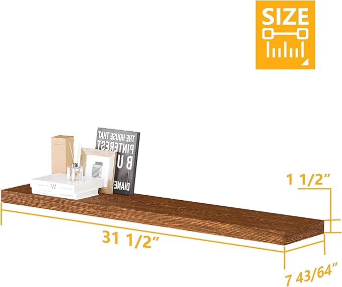 BAMEOS Floating Shelves, American Oak Wall Mounted Wooden Shelves with Invisible Brackets Set of 2, Hanging Wall Shelves Decoration for Bedroom, Bathroom, Living Room and Kitchen-Ruum Studio Home