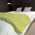 Chunky Knit Blanket Throw 40"x60", Chenille Throw Blankets, Handmade Warm & Cozy Blanket Couch Bed Home Decor, Soft Breathable Fleece Banket, Christmas for Couch Bed Sofa Best Gift (Green)-Ruum Studio Home