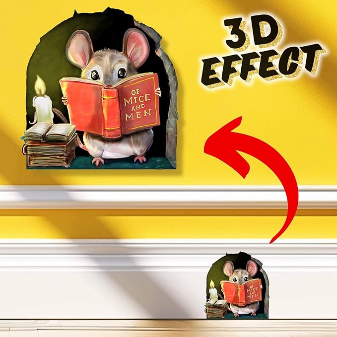 Mouse Reading Book Wall Sticker Decal – Kids Room, Classroom, Home Decor, Bookcase, Book Lover Gift, Children's Bedroom, Nursery, Cute Mouse, MICESTERPIECE-Ruum Studio Home