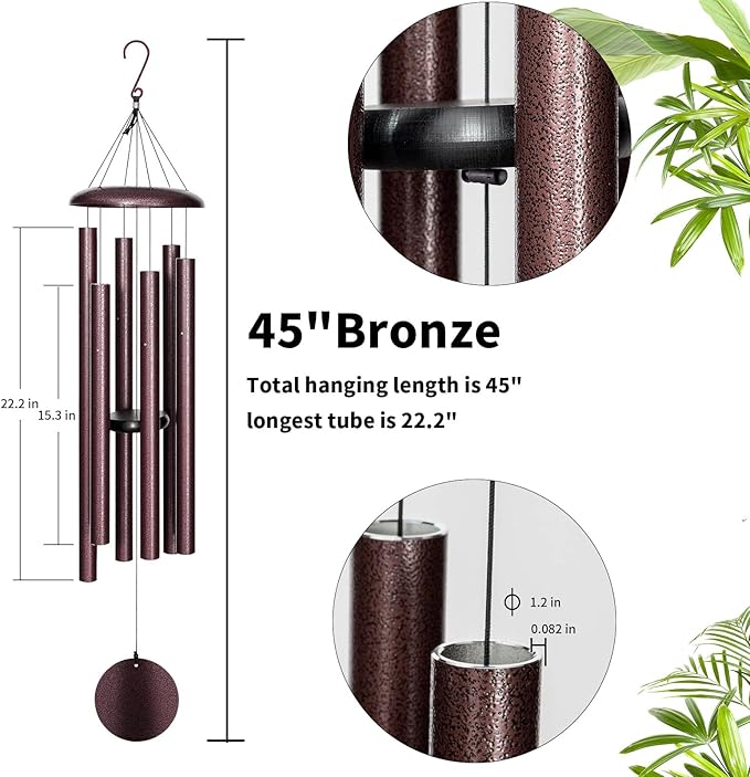 Wind Chimes Outdoor Deep Tone, 45 in Large Wind Chimes for Outside, Wind Chime Gifts for Mother's Day/Housewarming/Christmas-Ruum Studio Home