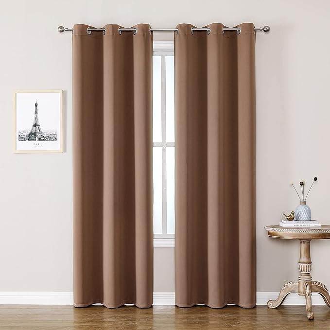 ChrisDowa Blackout Curtains 72 inches Long for Bedroom - 2 Panels Set Grommet Thermal Insulated Room Darkening Curtains for Living Room (Cappuccino, 42 x 72 Inch)-Ruum Studio Home