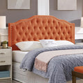 24KF Upholstered Button Tufted Queen Headboard with Nailhead Trim, Elegant Boucle Fabric Full headboard, 6031-Q-Boucle-Orange-Ruum Studio Home