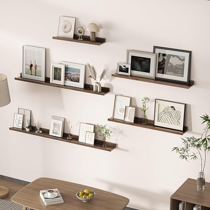 Floating Shelves for Wall, Picture Ledge Shelf 55 Inch Solid Wood Set of 2, Rustic Wall Shelves with Lip, Kids Bookshelf, Photo & Picture Live Edge Floating Shelves for Bedroom, Living Room, Kitchen-Ruum Studio Home