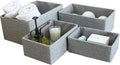 LA JOLIE MUSE Storage Baskets Set 4 - Stackable Woven Basket Paper Rope Bin, Storage Boxes for Makeup Closet Bathroom Bedroom (Gray)-Ruum Studio Home