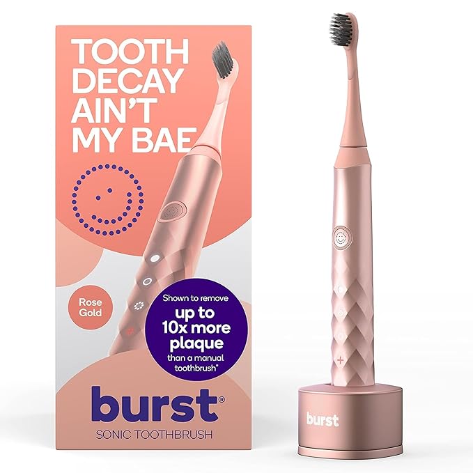 Burst Original Sonic Electric Toothbrush for Adults (Rose Gold) | Soft Bristle Clean Deep, Stain & Plaque Removal | 3 Modes: Teeth Whitening, Sensitive & Massage-Ruum Studio Home