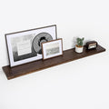 Fun Memories Floating Shelves for Wall, 55"x9.3" Rustic Solid Elm Wood Shelves, Heavy-Duty Wall Mounted Shelves with Invisible Brackets for Living Room, Bedroom, Kitchen, Walnut Finish-Ruum Studio Home
