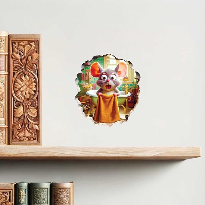 3D Mouse Sticker - Shower - Mousehole Wall Sticker Decal - Removable Bathroom Decor - Kids Room - Peel & Stick - Whimsical Home Decor - MICESTERPIECE-Ruum Studio Home