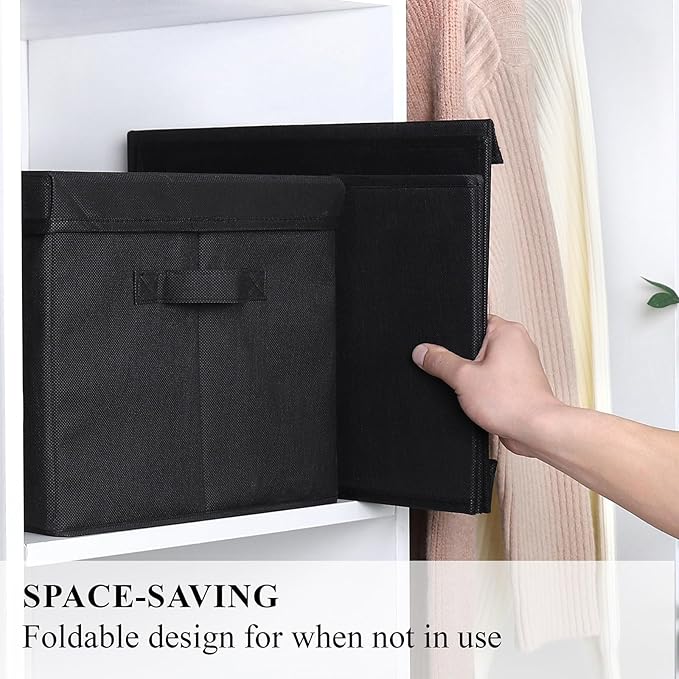 WUIKE Closet Storage Bins with Lids, Foldable Fabric Clothes Storage Bins for Organizing, Closet Organizer Boxes for Shelves, Black, Extra Large, 3-Pack-Ruum Studio Home