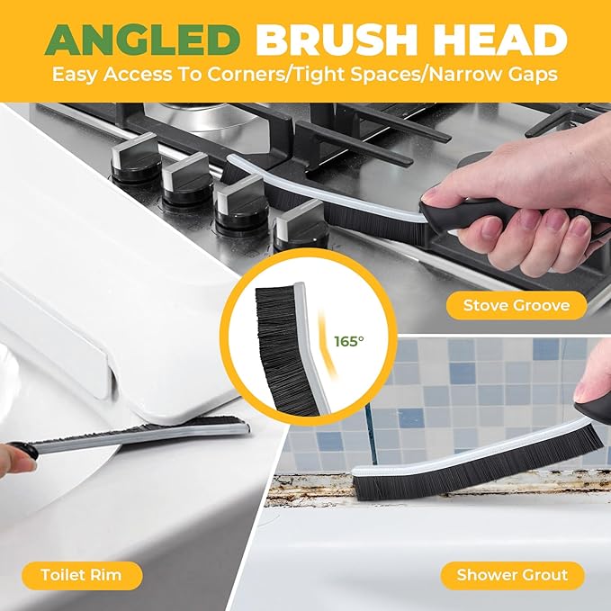 Cleaning Brush - 3 Pcs Hard Bristle Crevice Cleaning Brush, Grout Brush, Scrub Brush for Tile Grout Crevice, Gap Cleaning Tools for Bathroom Kitchen Toilet Window Track (3, Black)-Ruum Studio Home