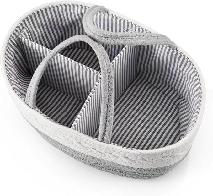 PandaEar Baby Diaper Caddy Organizer for Boys Girls, Portable Baby Diaper Basket, Travel Cotton Rope Diaper Caddy Change Organizer for Baby Shower Gifts Newborn Infants-Ruum Studio Home