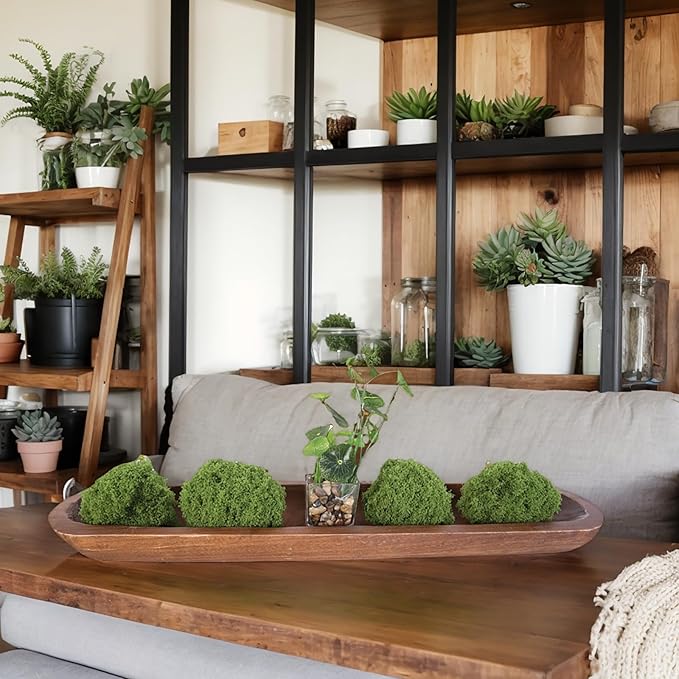 Athaliah Wooden Dough Bowl, Hand Carved Rustic Long Wood Dough Bowls for Decor, Vintage Decorative dough bowl for Table Centerpiece (30 Inch-Brown)-Ruum Studio Home