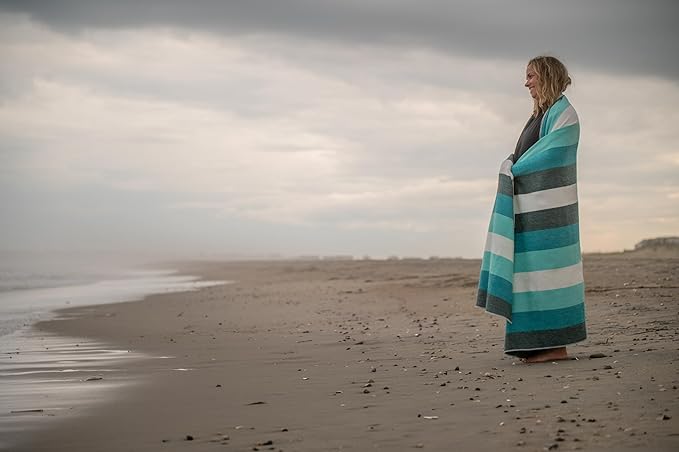 LATITUDE ZERO Alpaca Wool Throw Blanket | Warm, Ultra-Soft, Breathable, Non-Itchy Blanket-Throw | Hypoallergenic and Beautiful Fabric (Aquamarine)-Ruum Studio Home