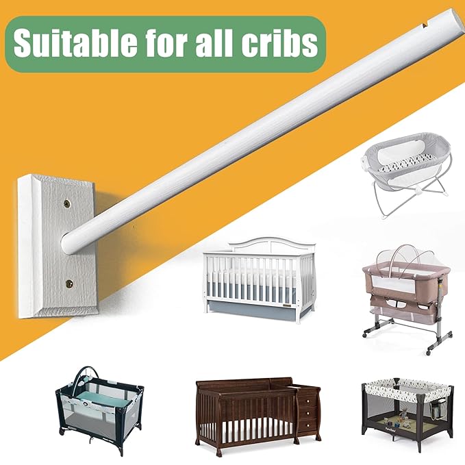 Crib Mobile Wooden Arm, Wall Mounted Suitable for All Cribs 100% Natural Larch Hanger Nusery Decor Baby Room Safe Holder(Mobile is not Included-Ruum Studio Home