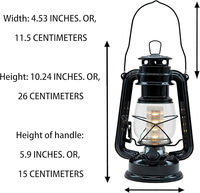 YAKii LED Vintage Lantern Metal Hanging Hurricane 12 LED Dimmer Switch Warm White Battery Operated Power Outage Indoor Camping Lighting Outdoor Brooklyn Decoration(Black)-Ruum Studio Home