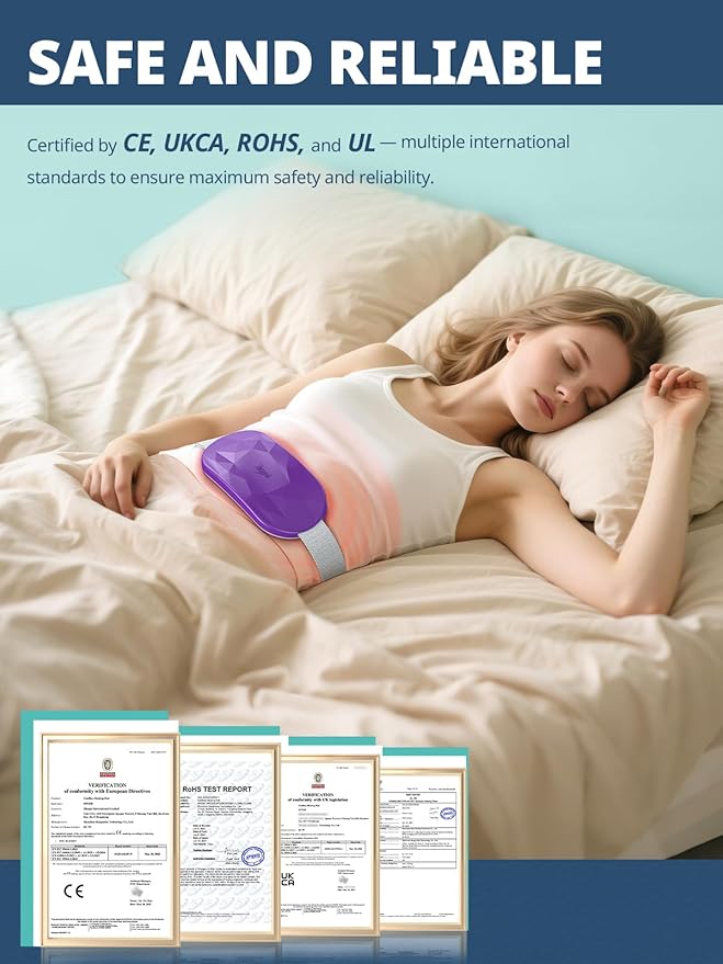 Slimpal AI Portable Heating Pad for Period Cramps, AI Smart Chip Long Safe Heat, Electric Cordless Back Belly Heating Pad for Menstrual Relief, Wearable Heat Belt Gifts for Her Women Girl, Bright Pink-Ruum Studio Home