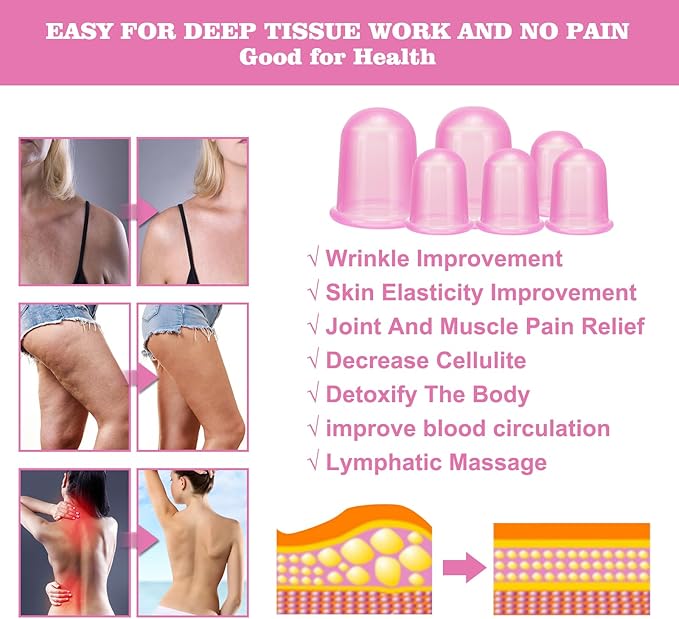 Silicone Cupping Therapy Set - Cupping Kit for Massage Therapy - Cellulite Remover Cupping Set - Anti Cellulite Cup Massager, Vacuum Suction Massage Cups for Cellulite Reduction-Ruum Studio Home
