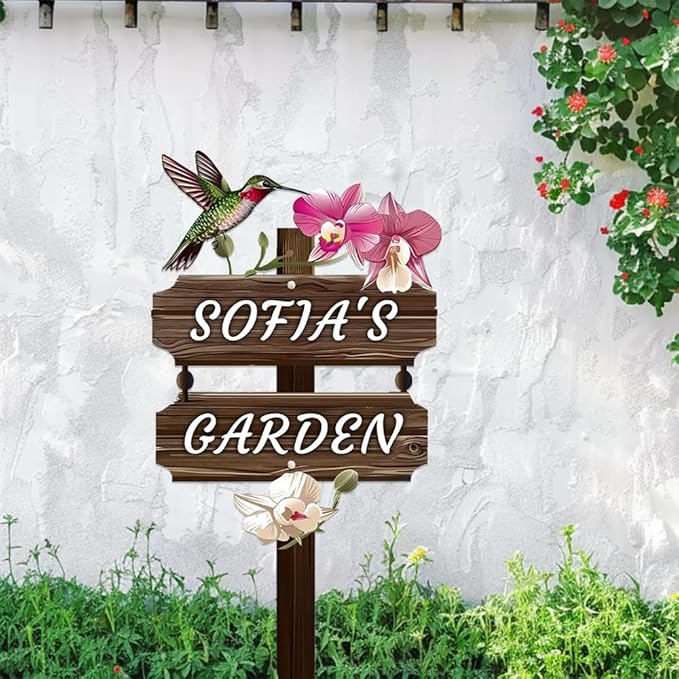 Personalized Watercolor Bird Metal Sign with Stake,Custom Gardener Last Name Signs Outdoor Decor,Customized Gardening Housewarming Gifts,Birds on the Branch Plaques for Patio Lawn Porch Backyard Farm-Ruum Studio Home