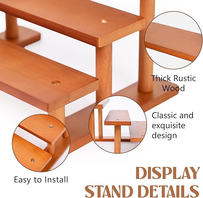 3 Tier Wooden Display Riser Stand Perfume Organizer, Dessert Table Display Set, Solid Wood Food Display Stands for Party, Bamboo Rustic Solid Wood Shelf for Cupcakes, Perfume, Cologne, Spiece-Ruum Studio Home