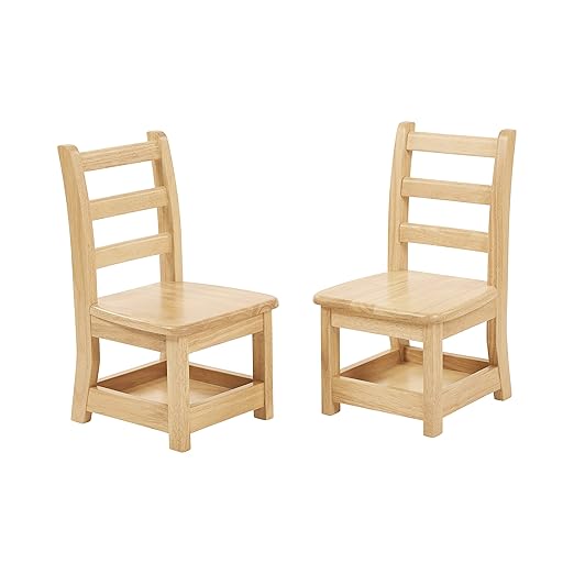 ECR4Kids Three Rung Ladderback Chair with Storage, 10in Seat Height , Classroom Seating, Honey, 2-Pack-Ruum Studio Home