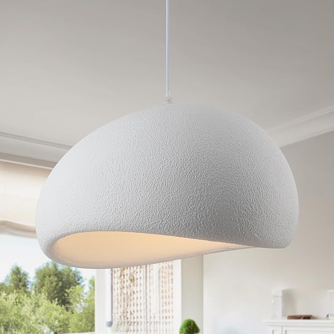 19.7in Wabi Sabi Pendant Lights Kitchen Island Lighting Fixture Ceiling Mount White Modern Japanese Lamp Japandi Chandelier for Dining Living Room Hallway Bedroom Restaurant Hanging Lamp-Ruum Studio Home