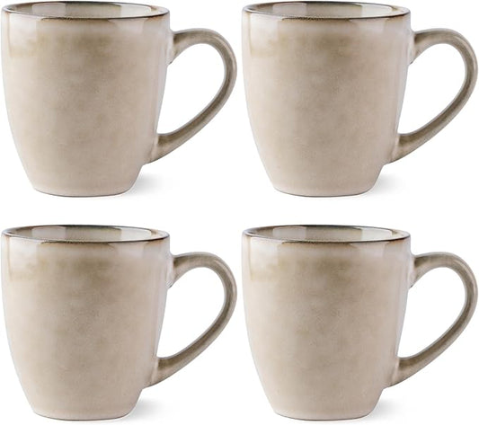 GBHOME Ceramic Coffee Mugs Set of 4, 12oz Stoneware Coffee Mugs Set For Dad Mom Women MEN, Light Weight Ceramic Coffee Cups for Latte/Tea/Beer/Hot Cocoa, Dishwasher & Microwave Safe,Cappuccino-Ruum Studio Home