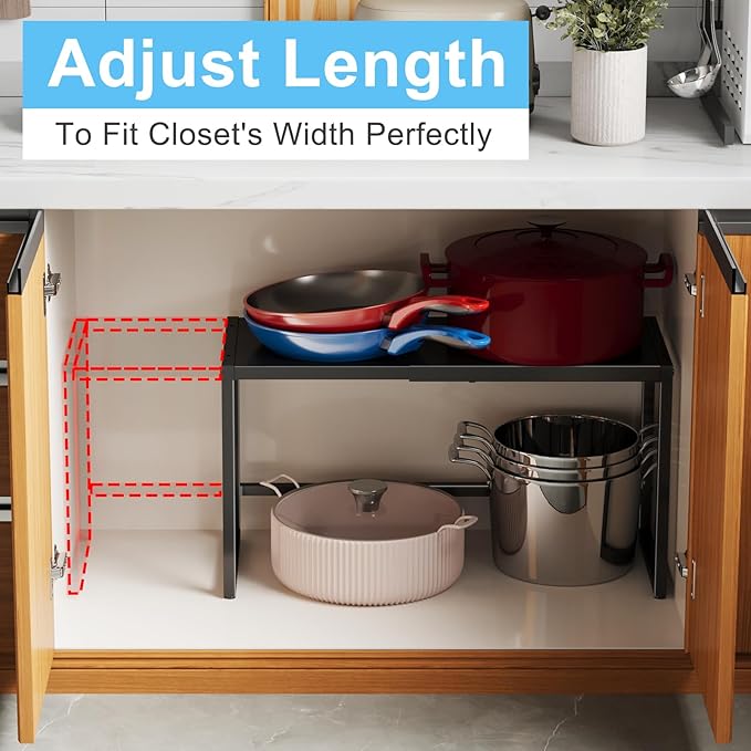Expandable Metal Storage Shelves,110LBS Heavy Duty Shelving Units and Storage For Small Appliance, Adjustable Metal Storage Shelf Rack For kitchen Cabinet Closet Pantry Warehouse Garage,Patent Pending-Ruum Studio Home