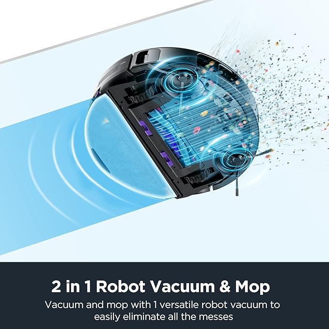 Eureka Robot Vacuum with Bagless Self Emptying Station, 2 in 1 Robotic Vacuum and Mop Combo, 60-Day Capacity, 4000Pa Suction, Auto Lifting Mop, LiDAR Navigation,NER E10s-Ruum Studio Home