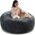 4FT Large Bean Bag Chairs,Big Adult Size Memory Foam Beanbags with Filler Included,Machine Washable Corduroy Cover,Soft Plush Gaming Bing Bag Puff Chair for Dorm, Living Room & Bedroom (Dark Gray)-Ruum Studio Home
