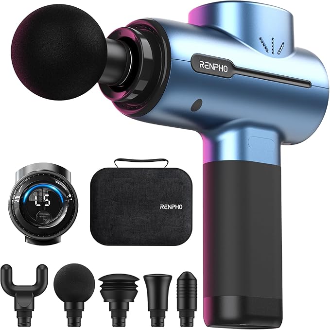RENPHO Massage Gun Deep Tissue, Portable Percussion Massager for Back and Neck, Gifts for Men and Women, Handheld Device with Carry Case, Active-Ruum Studio Home