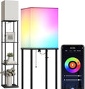 SUNMORY Floor Lamp with Shelves, Smart APP Control Standing Lamps with RGB Bulb, 4-Tier Dimmable Floor Lamps for Living Room, Tall Lamp for Bedroom, Office, Corner Display Bookshelf Lamp-Ruum Studio Home