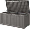 KAMABOKO Outdoor Storage Box, 120 Gallon Large Outdoor Resin Deck Box, Storage Waterproof Boxes Lockable Lid for Garden Tools, Pool Supplies, Patio Furniture and Cushions, Grey-Ruum Studio Home