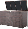 Super Patio Wicker Outdoor Patio Storage Box Waterproof, 120 Gallon Large Deck Box Rattan Storage Bin for Cushions, Garden Tools, Pool, Brown-Ruum Studio Home