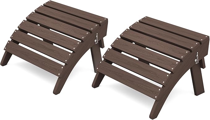 KINGYES Folding Adirondack Ottomans Set of 2 for Adirondack Chair, Coffee-Ruum Studio Home