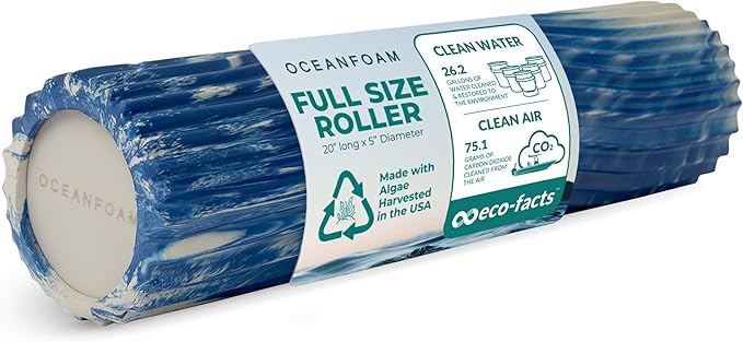 Oceanfoam Tidal Roller - Royal Marbled - Muscle Massage Foam Roller for Back Pain & Stretching - Firm and Ergonomic Wide Wave Textured - Yoga, Athletics, & Wellness - Full Size, 20" x 5"-Ruum Studio Home