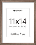 upsimples 11x14 Picture Frame, Natural Solid Wooden Picture Frames, Display 8x10 with Mat or 11 x 14 Without, Vertical or Horizontal Wall Hanging, 1 Pack, Brown-Ruum Studio Home