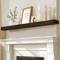 60x8x3 Fireplace Mantel - Solid Rustic Wood - Wall Mounted Floating Shelf with Invisible Heavy Duty Steel Bracket (Weathered Black)-Ruum Studio Home