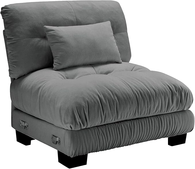 Armless Sofa W/1 Pillow - Gray-Ruum Studio Home